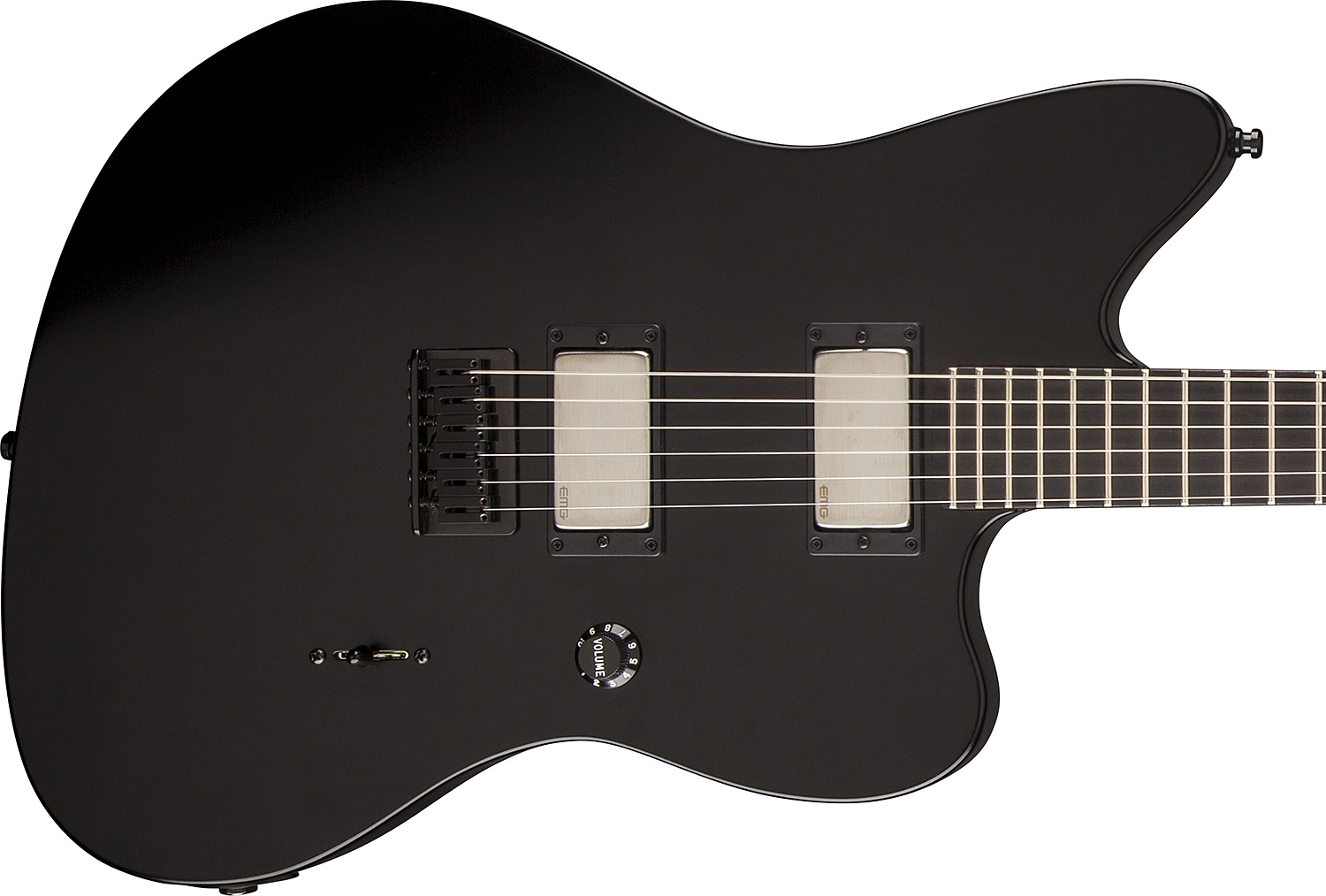 Fender Jim Root Jazzmaster Usa 2h Emg Ht Eb - Flat Black - Retro rock electric guitar - Variation 2