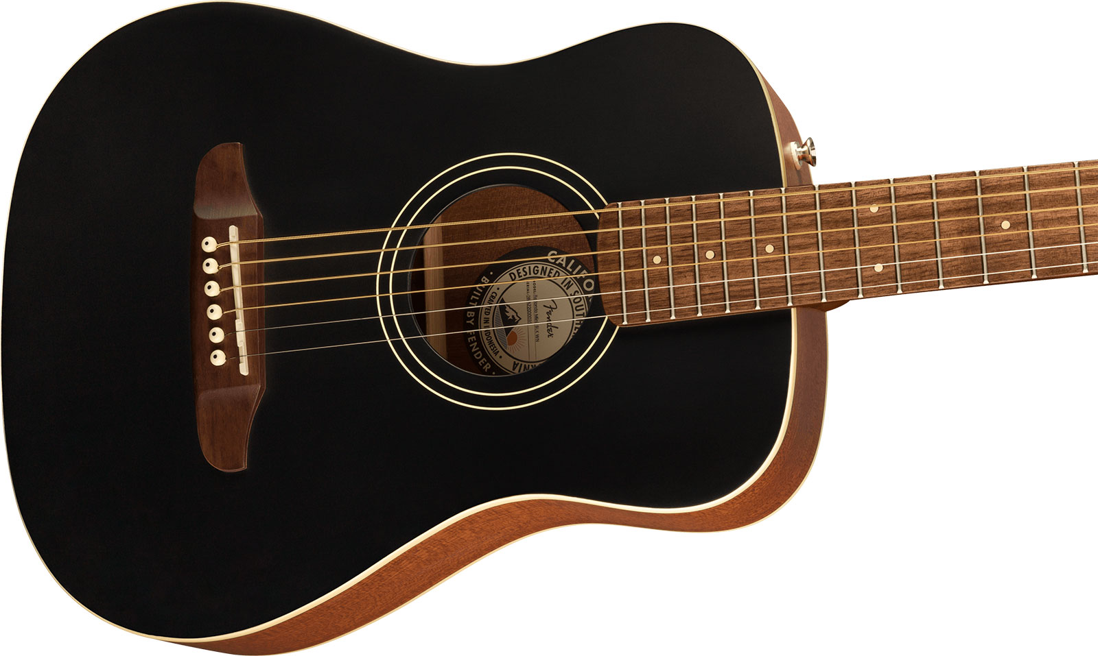 Fender Redondo Mini California Ltd Dreadnought 1/2 Epicea Acajou Noy - Black Top - Travel acoustic guitar - Variation 2
