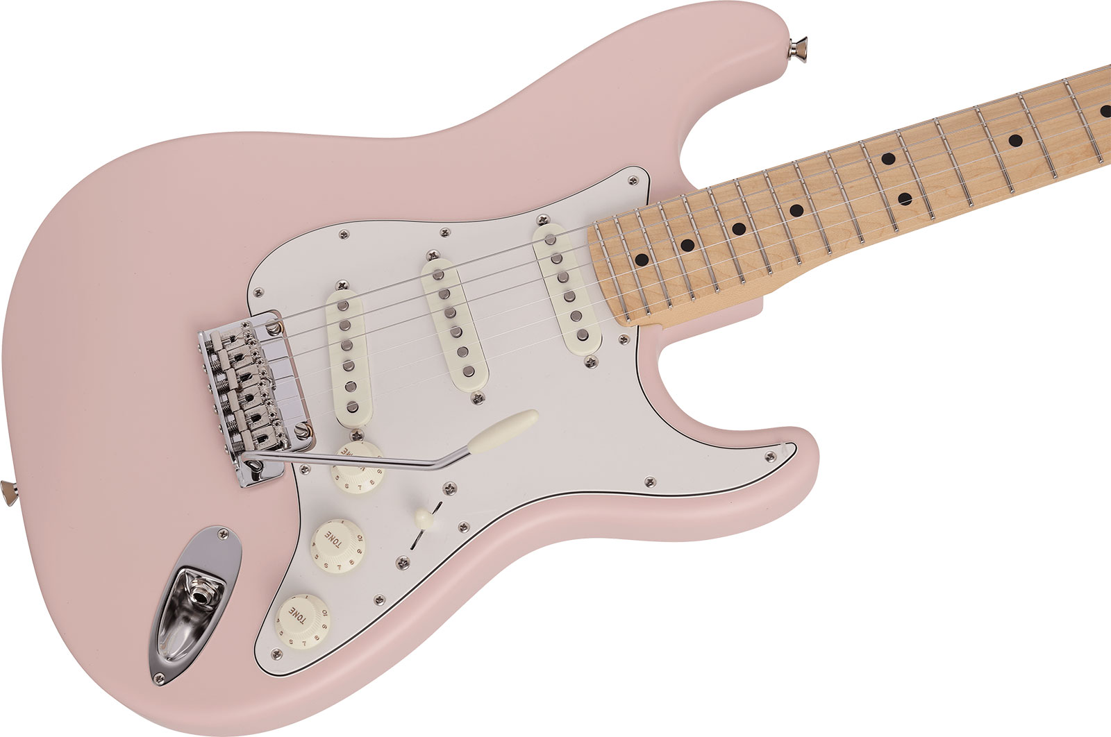 Fender Strat Junior Mij Jap 3s Trem Rw - Satin Shell Pink - Electric guitar for kids - Variation 2