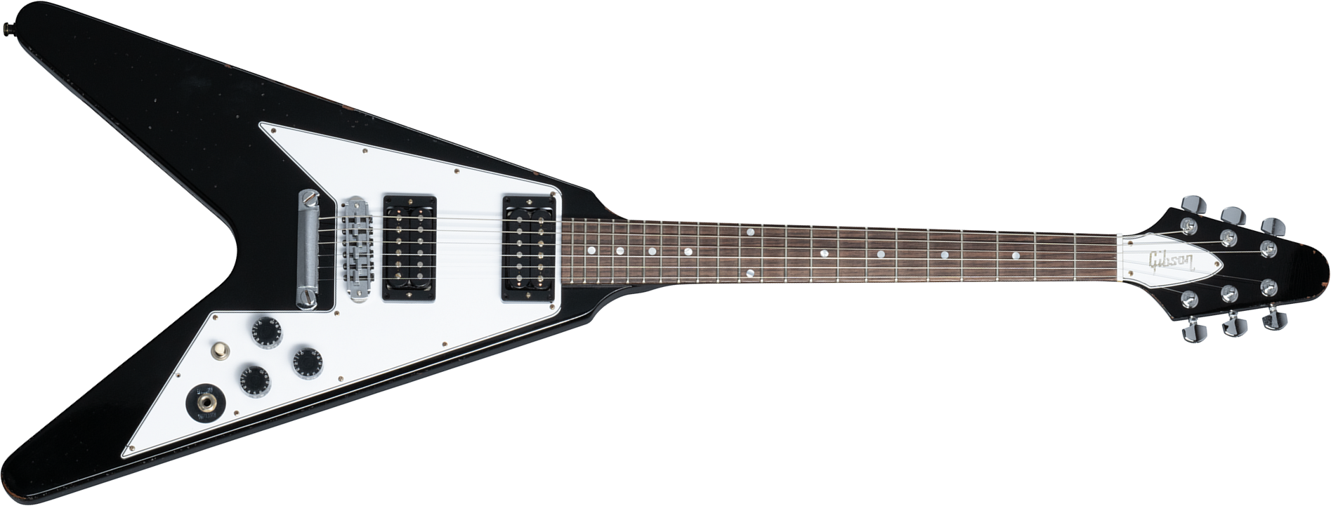 Gibson Custom Shop Kirk Hammett Flying V 1979 2h Ht Rw - Murphy Lab Aged Ebony - Metal electric guitar - Main picture