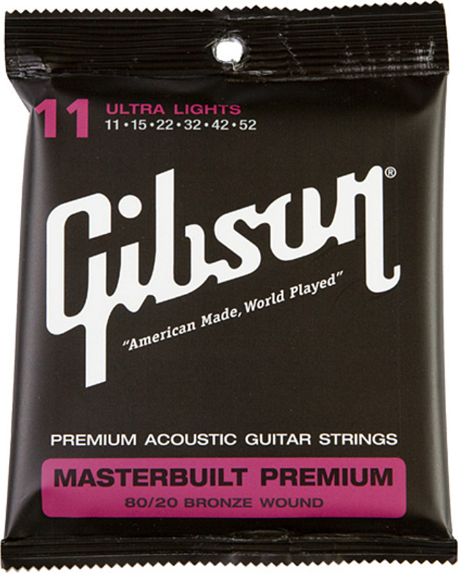 Gibson Jeu De 6 Cordes Masterbuilt Premium 80/20 Brass Acoustic Sag-brs11 011.052 - Acoustic guitar strings - Main picture