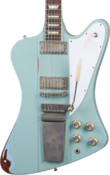 Retro rock electric guitar Gibson Custom Shop Murphy Lab 1963 Firebird V With Maestro Vibrola - Heavy aged antique frost blue