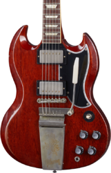 Double cut electric guitar Gibson Custom Shop Murphy Lab 1964 SG Standard Maestro Reissue - Heavy aged faded cherry 