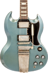 Double cut electric guitar Gibson Custom Shop Murphy Lab 1964 SG Standard Maestro Reissue #200224 - Light aged pelham blue