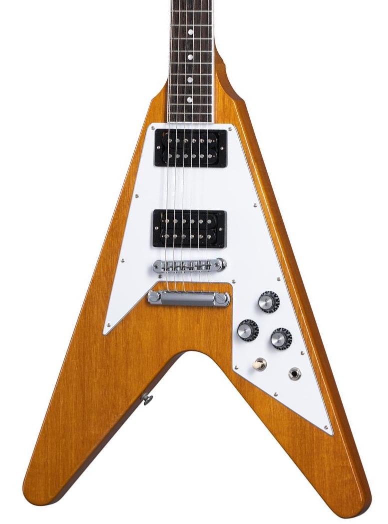 Metal electric guitar Gibson 70s Flying V - Antique natural