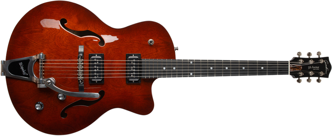 Godin 5th Avenue Uptown T-armond Bigsby Ric - Havana Burst - Hollow-body electric guitar - Main picture