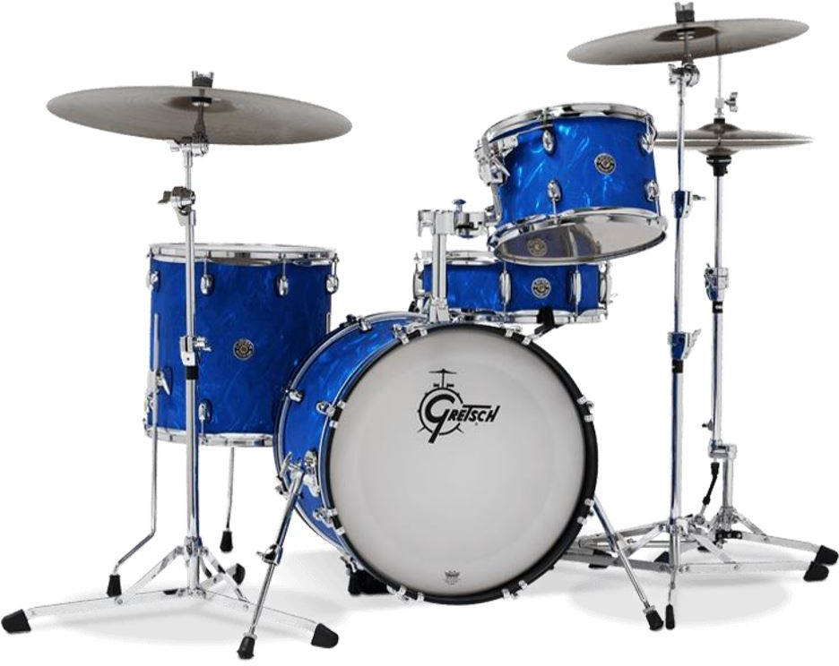 Gretsch Catalina Club Édition Ltd J484bsf - 3 FÛts - Blue Satin Flame - Jazz drum kit - Main picture