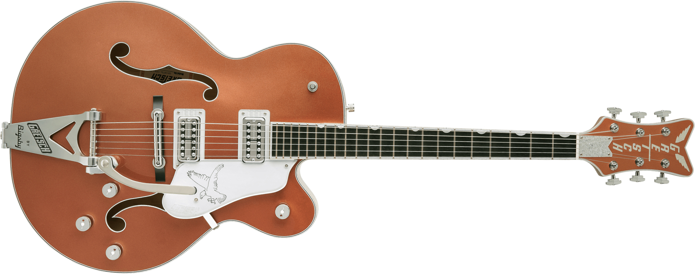 Gretsch G6136t Falcon Bigsby Pro Jap Hh Tv Jones Trem Eb - Two-tone Copper/sahara Metallic - Hollow-body electric guitar - Main picture