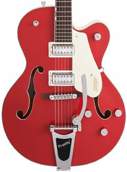 Semi-hollow electric guitar Gretsch G5410T Electromatic Tri-Five Hollow Body Bigsby - 2-tone fiesta red on vintage white
