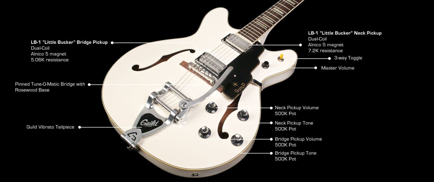 Guild Starfire V Newark St Hh Bigsby Rw - White - Semi-hollow electric guitar - Variation 5