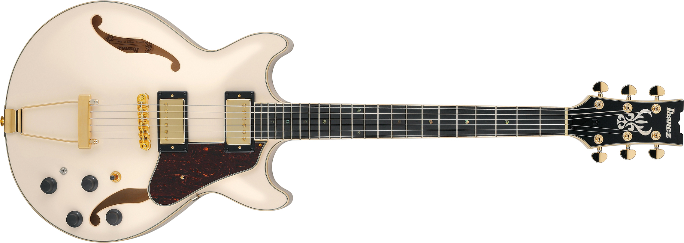 Ibanez Amh90 Iv Artcore Expressionist 2h Ht Eb - Ivory - Hollow-body electric guitar - Main picture