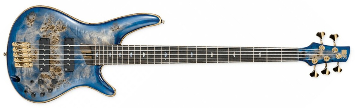 Ibanez Sr2605e Cbb Premium 5-cordes Active Jat - Cerulean Blue Burst - Solid body electric bass - Main picture