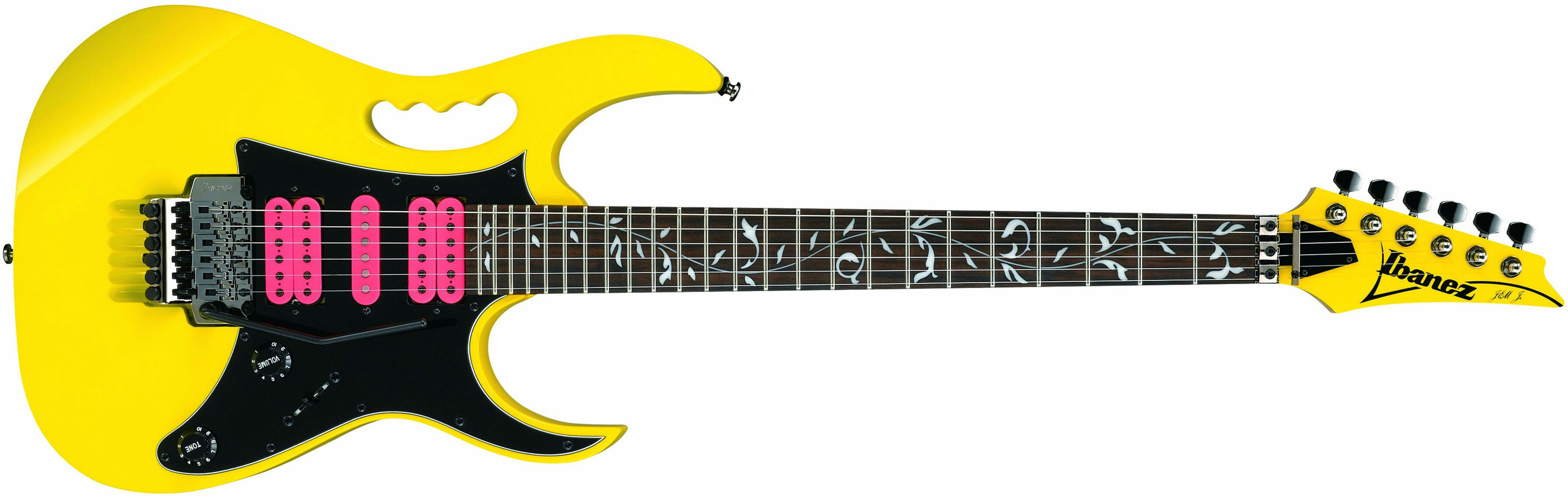 Ibanez Steve Vai Jemjr Ye Signature Hsh Fr Rw - Yellow - Str shape electric guitar - Main picture
