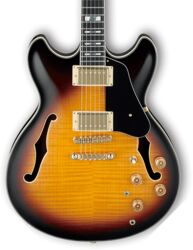 Semi-hollow electric guitar Ibanez John Scofield JSM10 VYS - Vintage yellow sunburst
