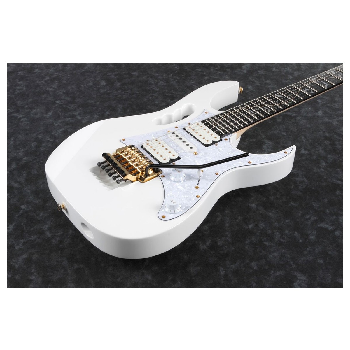 Ibanez Steve Vai Jem7vp Wh Premium Signature Hsh Fr Eb - White - Double cut electric guitar - Variation 3