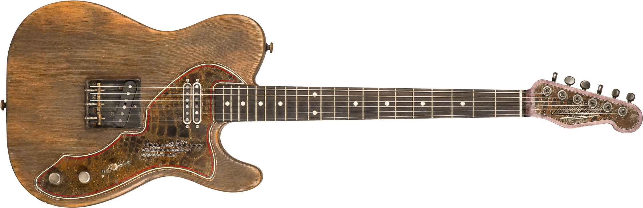 James Trussart Steelguard Caster Sugar Pine Sh Eb #18035 - Rust O Matic Gator Grey Driftwood - Tel shape electric guitar - Main picture