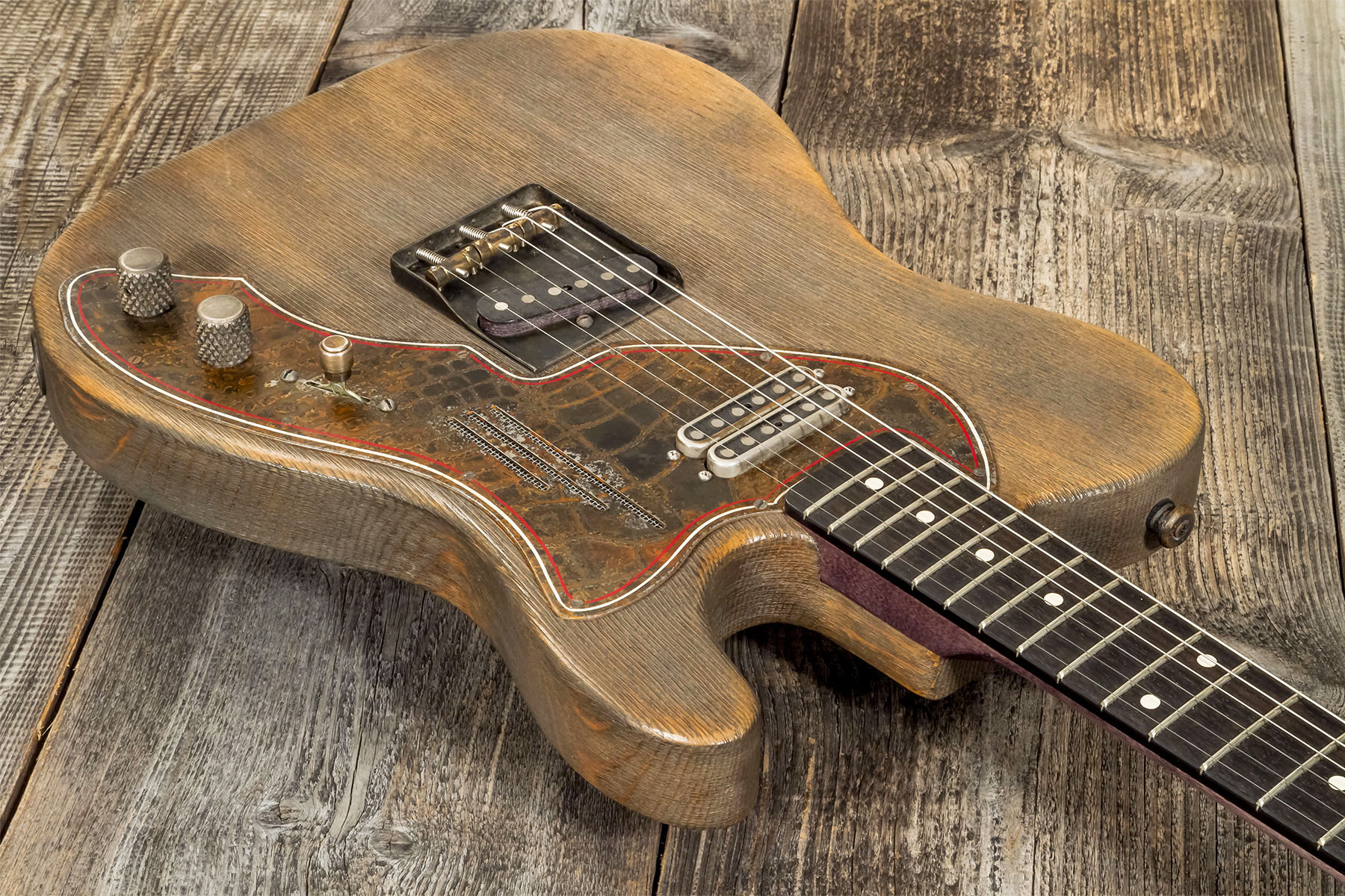 James Trussart Steelguard Caster Sugar Pine Sh Eb #18035 - Rust O Matic Gator Grey Driftwood - Tel shape electric guitar - Variation 2