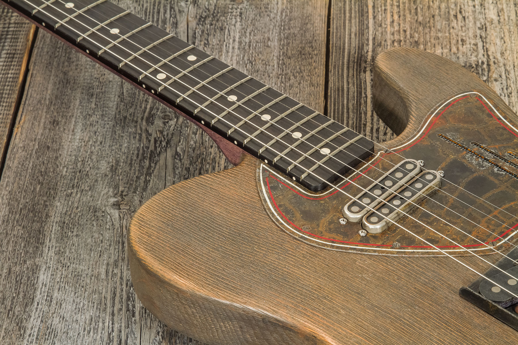 James Trussart Steelguard Caster Sugar Pine Sh Eb #18035 - Rust O Matic Gator Grey Driftwood - Tel shape electric guitar - Variation 3