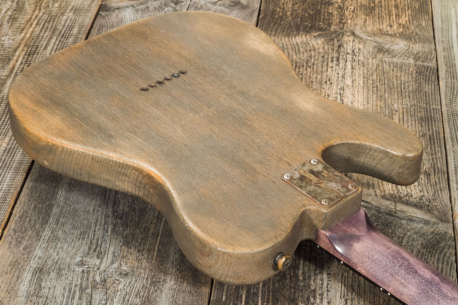 James Trussart Steelguard Caster Sugar Pine Sh Eb #18035 - Rust O Matic Gator Grey Driftwood - Tel shape electric guitar - Variation 5