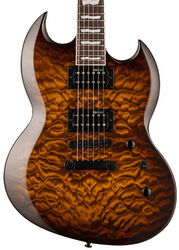 Double cut electric guitar Ltd Viper-256 - Dark brown sunburst