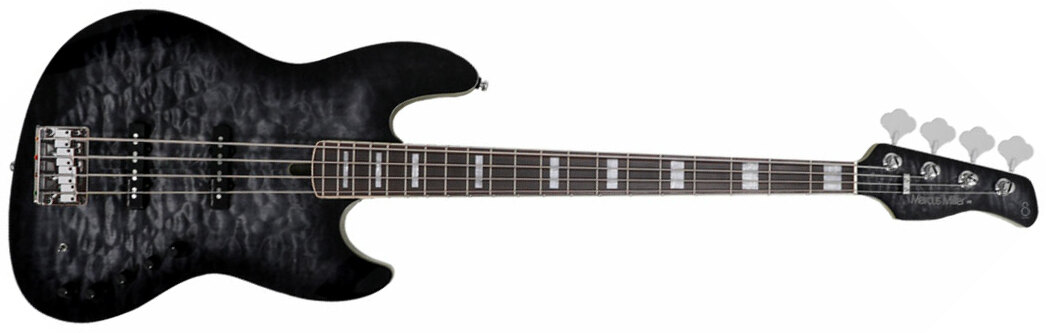 Marcus Miller V9 Swamp Ash 4st 2nd Generation Eb Sans Housse - Transparent Black - Solid body electric bass - Main picture