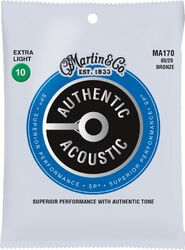 Acoustic guitar strings Martin MA170 Acoustic Guitar 6-String Set Authentic SP 80/20 Bronze 10-47 - Set of strings