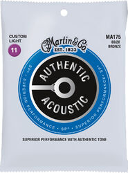 Acoustic guitar strings Martin MA175 Acoustic Guitar 6-String Set Authentic SP 80/20 Bronze 11-52 - Set of strings