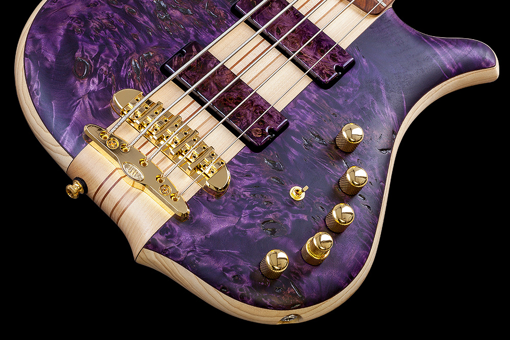 Mayones Guitars Comodous Inspiration Mohini Dey 5c Active Pf - Dirty Purple Raw - Solid body electric bass - Variation 3