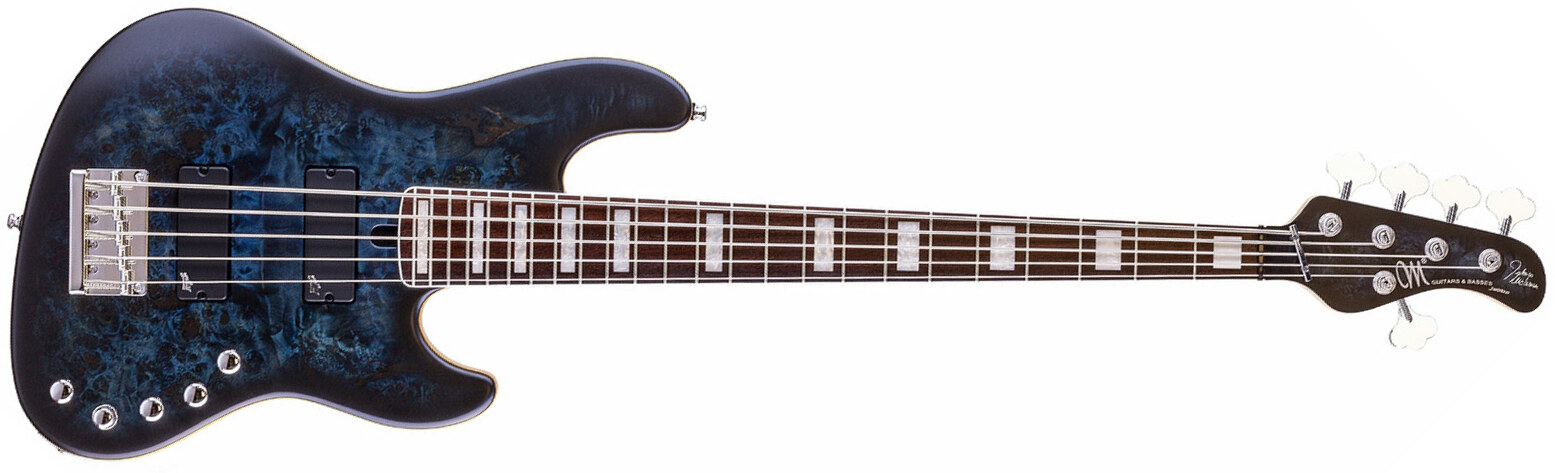 Mayones Guitars Federico Malaman Jabba Mala 5 Pf - Dirty Blue Burst - Solid body electric bass - Main picture