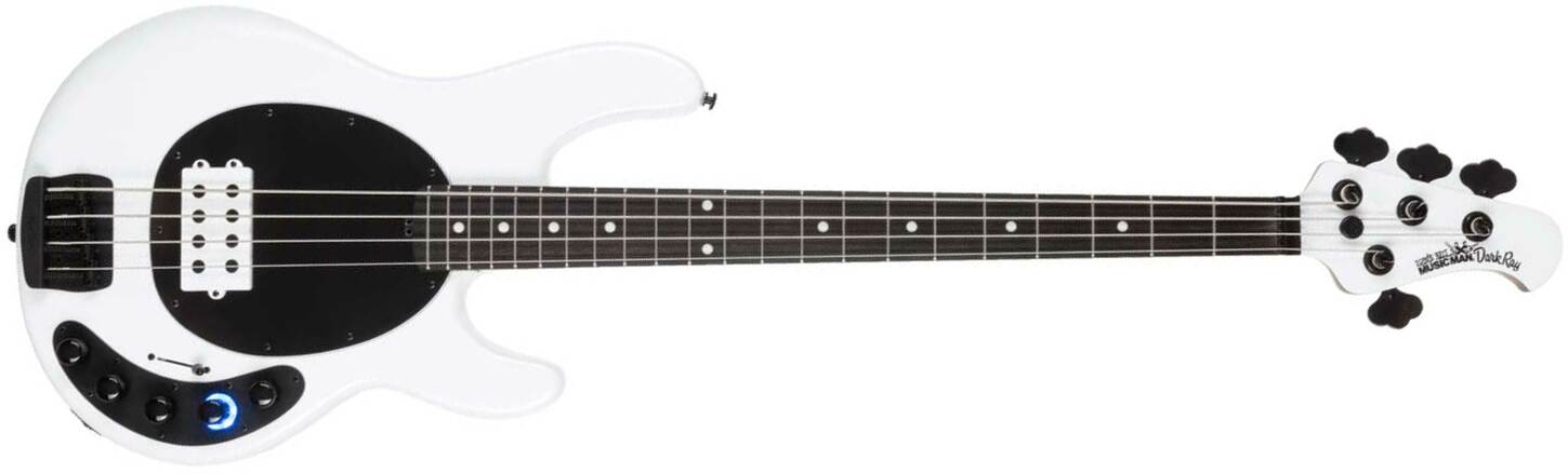 Music Man Stingray Darkray H Active Eb +housse - White Sparkle - Solid body electric bass - Main picture