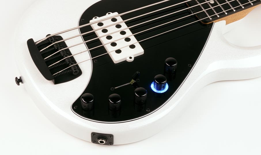 Music Man Stingray Darkray H Active Eb +housse - White Sparkle - Solid body electric bass - Variation 2