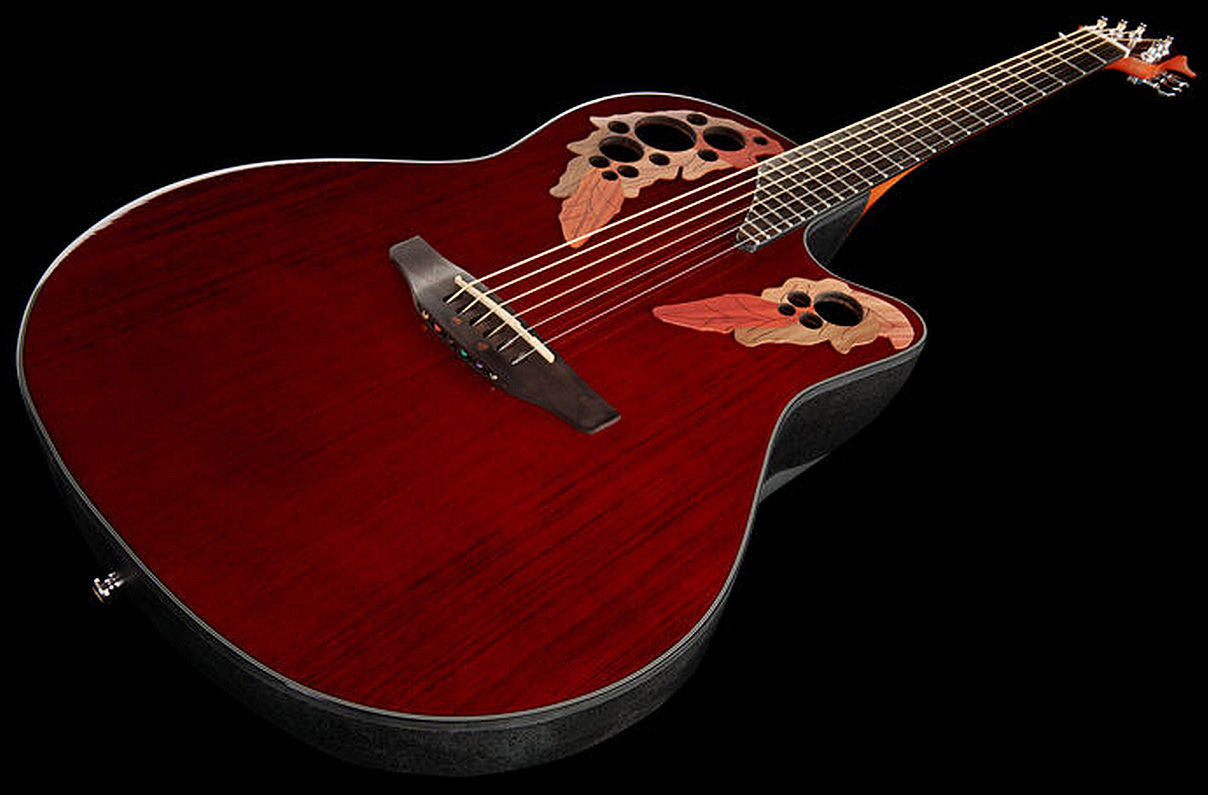 Ovation Ce44-rr Celebrity Elite Mid Depth Cw Epicea Lyrachord Rw - Ruby Red - Electro acoustic guitar - Variation 3