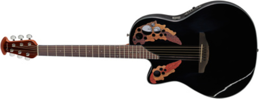 Ovation Ce44l-5 Celebrity Elite Gaucher Mid Depth Cw Epicea Lyrachord Ova - Black - Electro acoustic guitar - Main picture