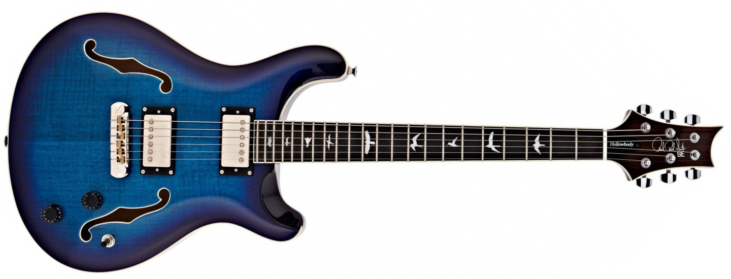Prs Se Hollow Body Ii Hh Ht Eb - Faded Blue Burst - Semi-hollow electric guitar - Main picture