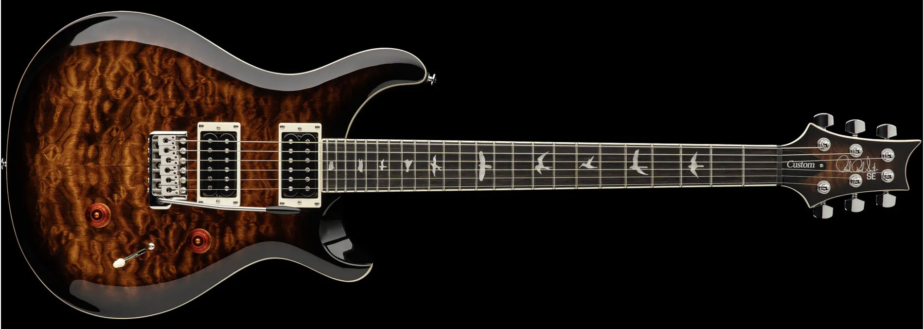 Prs Se Custom 24 Quilt 2h Trem Eb - Black Gold Burst - Double cut electric guitar - Variation 2