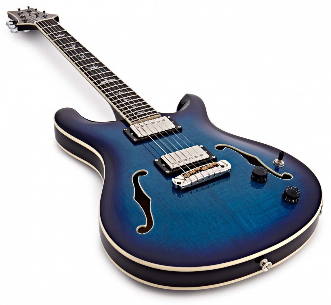 Prs Se Hollow Body Ii Hh Ht Eb - Faded Blue Burst - Semi-hollow electric guitar - Variation 2