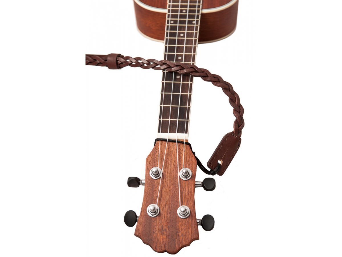 Righton Straps Ukulele Strap Plait Leather Courroie Cuir 0.6inc Brown - More stringed instruments accessories - Variation 2