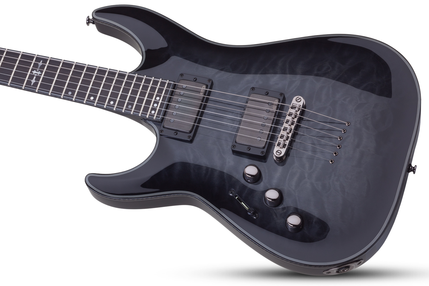Schecter C-1 Hellraiser Hybrid Lh Gaucher 2h Emg Ht Eb - Trans. Black Burst - Left-handed electric guitar - Variation 1