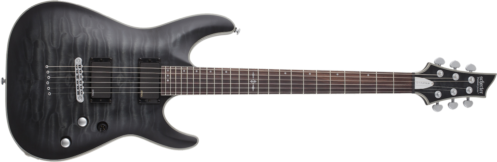 Schecter C-1 Platinum 2h Emg Ht Eb - See Through Black Satin - Str shape electric guitar - Main picture