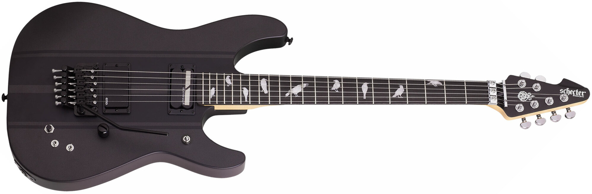 Schecter Dj Ashba Signature 2h Emg Sustainiac Fr Eb - Carbon Grey - Str shape electric guitar - Main picture