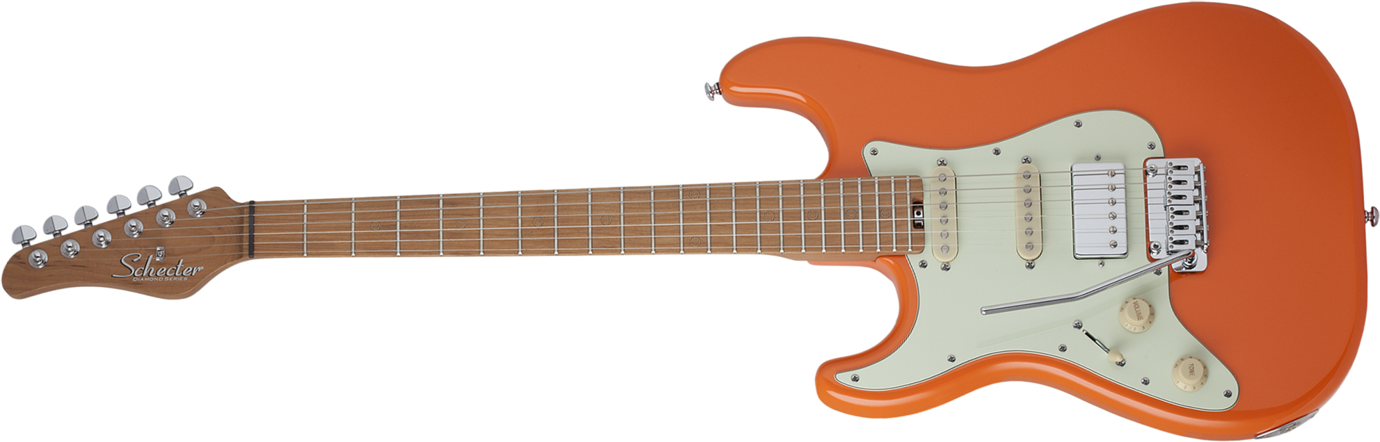 Schecter Nick Johnston Traditional Lh Gaucher Hss Trem Mn - Atomic Orange - Left-handed electric guitar - Main picture