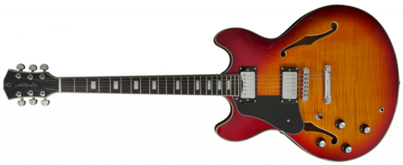 Sire Larry Carlton H7 Gaucher Signature Ht Hh Eb - Cherry Sunburst - Semi-hollow electric guitar - Main picture