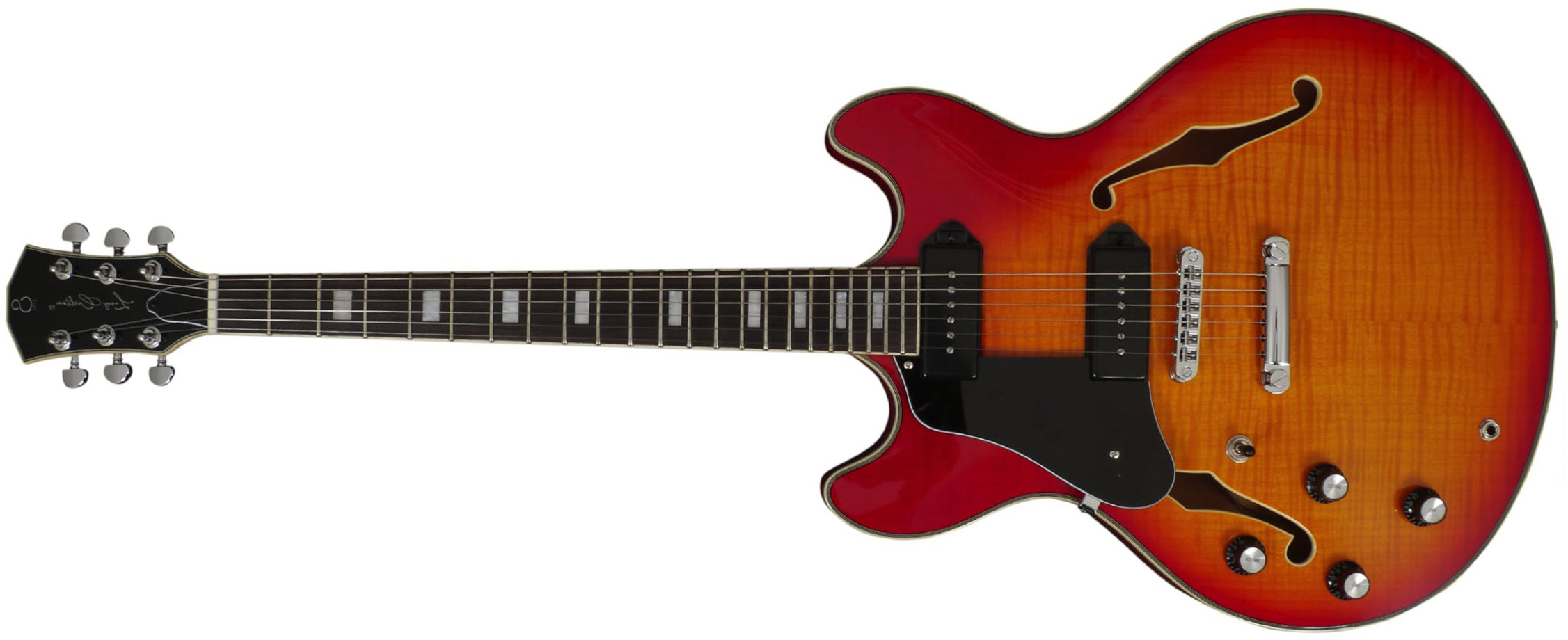 Sire Larry Carlton H7v Signature Lh Gaucher P90 Ht Eb - Cherry Sunburst - Semi-hollow electric guitar - Main picture