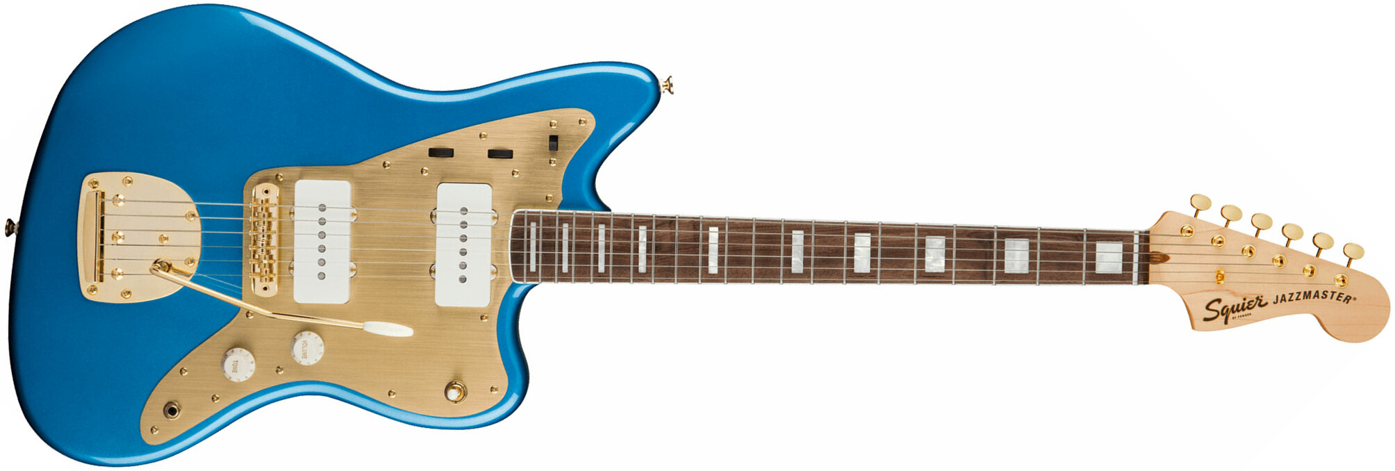 Squier Jazzmaster 40th Anniversary Gold Edition Lau - Lake Placid Blue - Retro rock electric guitar - Main picture