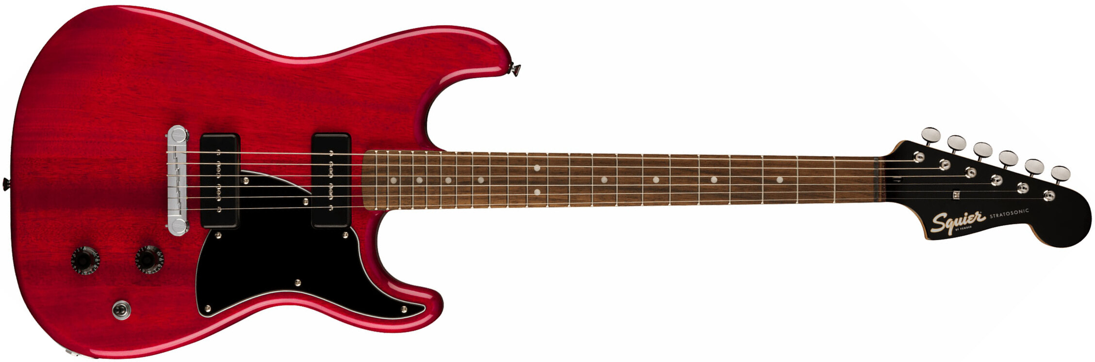 Squier Strat-o-sonic Paranormal 2s P90 Ht Lau - Crimson Red Transparent - Str shape electric guitar - Main picture