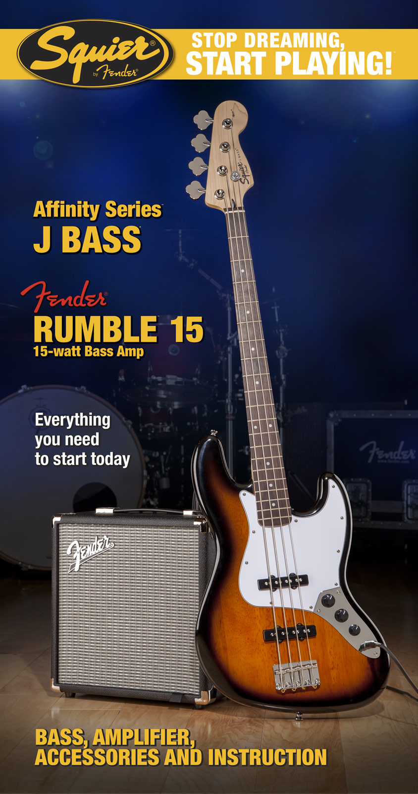 Squier Jazz Bass Affinity With Fender Rumble 15 Set - Electric bass set - Variation 1