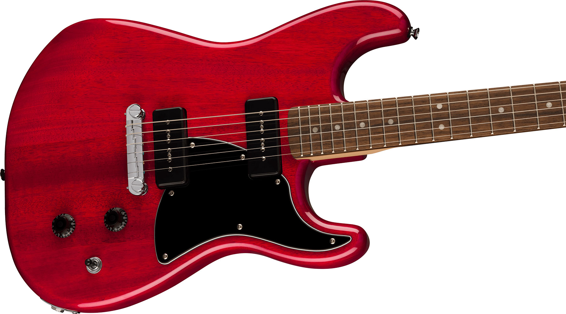 Squier Strat-o-sonic Paranormal 2s P90 Ht Lau - Crimson Red Transparent - Str shape electric guitar - Variation 2
