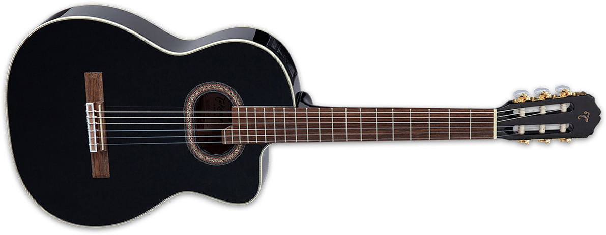 Takamine Gc6ce Blk 4/4 Cw Epicea Noyer Lau - Black - Classical guitar 4/4 size - Main picture