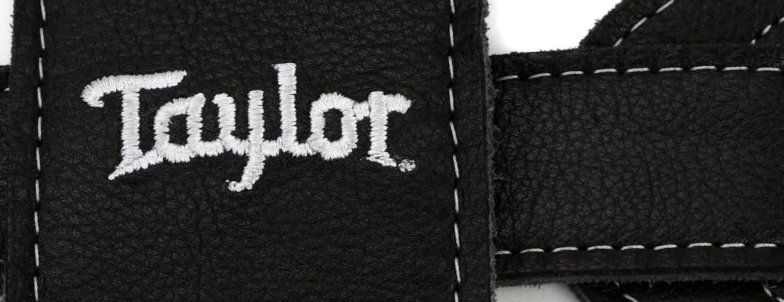 Taylor Strap Black Leather Suede Back 2.5 Inches Black Leather Silver Logo - Guitar strap - Variation 3