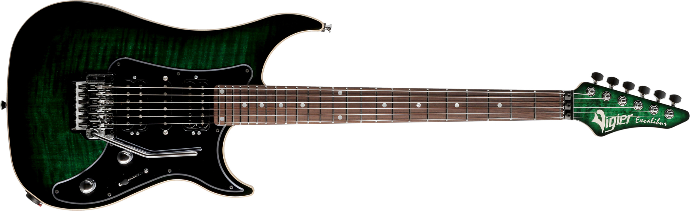 Vigier Excalibur Custom Hsh Fr Rw - Mysterious Green - Str shape electric guitar - Main picture